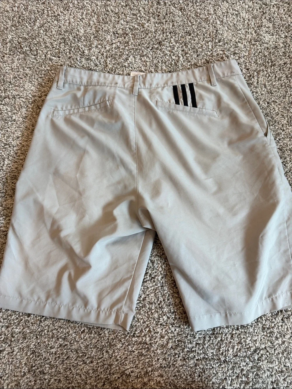 adidas Men’s Light Khaki Athletic Shorts with Black Logo